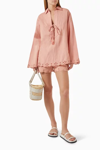Nain Plunge-neck Tunic Top