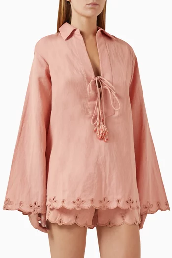 Nain Plunge-neck Tunic Top