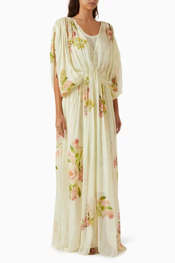 Ruched-waist Kaftan