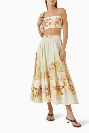 Floral-print Corset Top in Organza