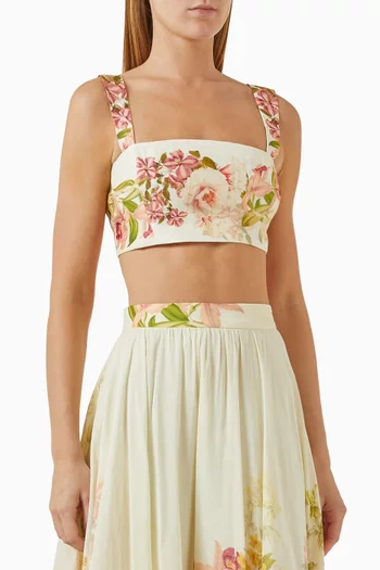 Floral-print Corset Top in Organza