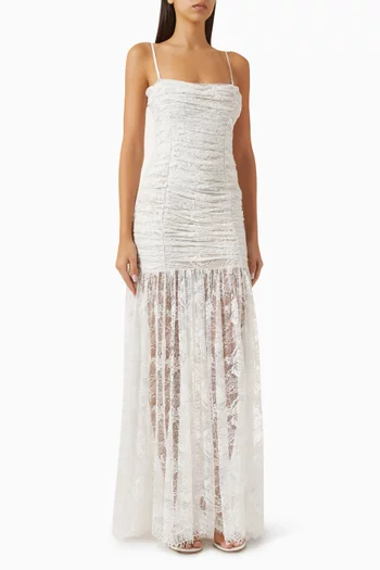 Adra Ruched Dress in Lace