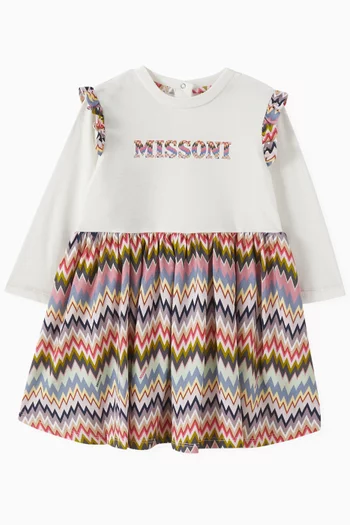 Chevron-print Dress in Cotton
