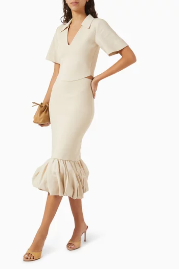 Camille Knit Midi Skirt in Linen Blend