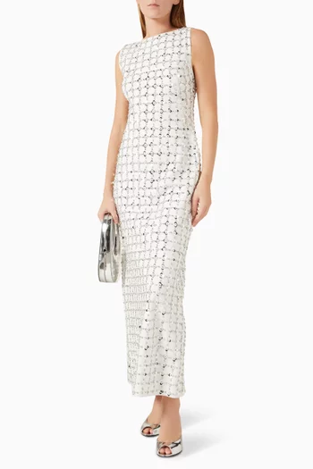 Claudia Embellished Midi Dress in Crepe