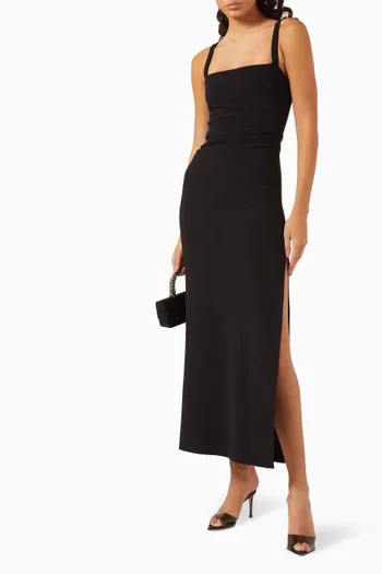 Leora Tuck Maxi Dress in Crepe
