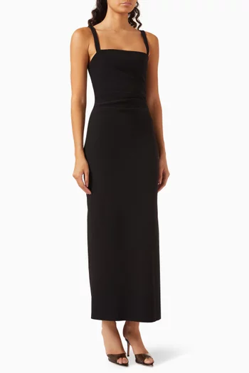 Leora Tuck Maxi Dress in Crepe