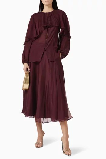 Midi Skirt in Silk-chiffon