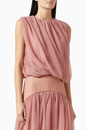 بلوزة بتصميم منفوخ وملفوف