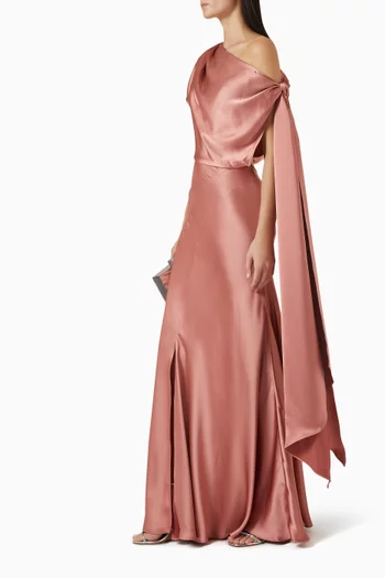 One-shoulder Maxi Dress in Satin