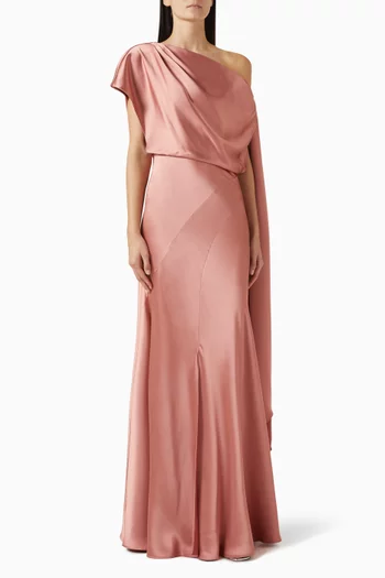One-shoulder Maxi Dress in Satin