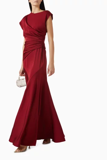 Draped Bodice Maxi Dress in Satin