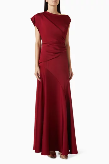 Draped Bodice Maxi Dress in Satin