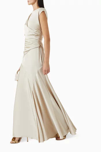 Draped Bodice Maxi Dress in Satin