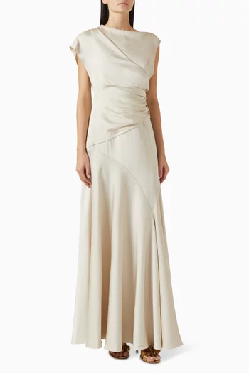 Draped Bodice Maxi Dress in Satin