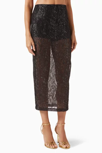 Sheer Midi Skirt in Lace