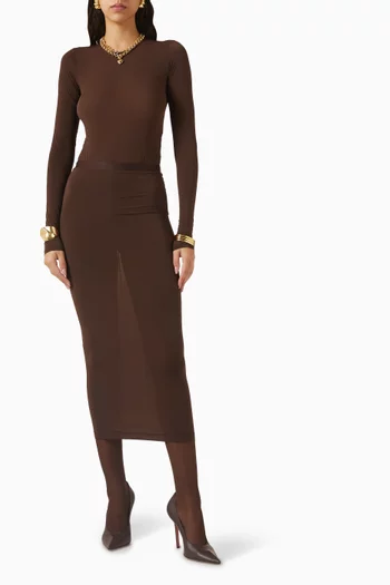 تنورة بقصة ضيقة وشفافة مزيج نايلون