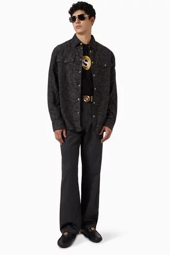 Wide-leg Pants in Wool Mouliné