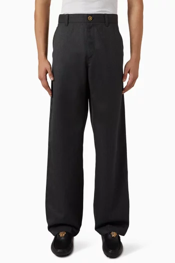 Wide-leg Pants in Wool Mouliné