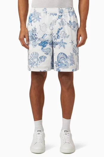 Coral Theatre Shorts in Cotton Poplin