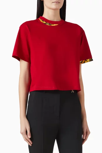 تي شيرت بجزء بنقشة باروكية قطن جيرسيه