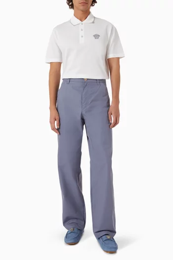 Medusa Embroidery Polo Shirt in Cotton
