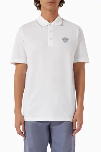 Medusa Embroidery Polo Shirt in Cotton