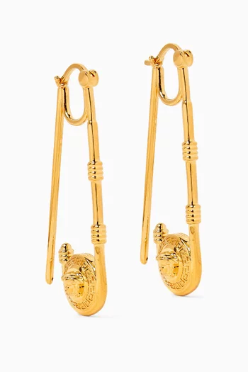 Safety Pin Earrings in Gold-tone Metal