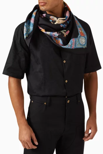 Large Coral Theatre Foulard in Silk Twill