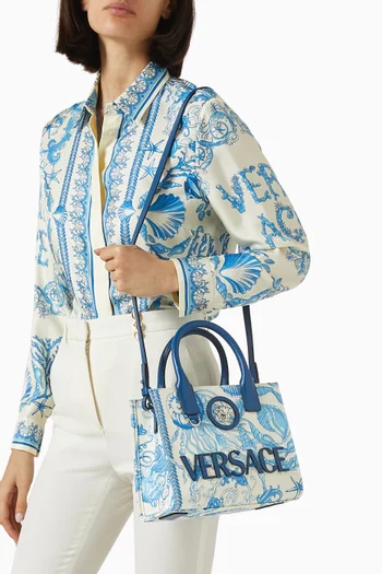 Underwater Barocco Mini Tote Bag in Canvas & Leather