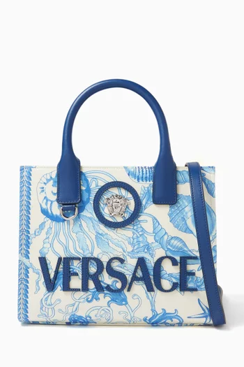 Underwater Barocco Mini Tote Bag in Canvas & Leather