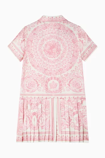 Pleated Shirt Dress in Barocco Foulard Fabric