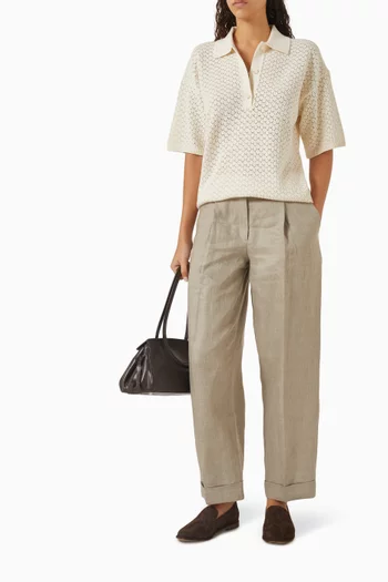 Oversized Polo Sweater in cotton-knit