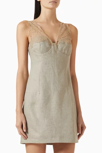 Lace-strap Dress in Linen