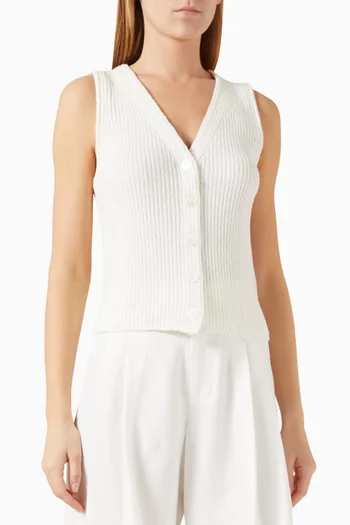 V-neck Vest in Boucle-knit