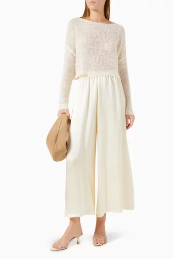 Palazzo Pants in Textured Satin