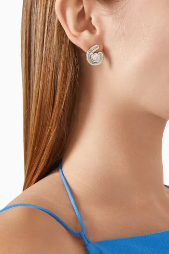 Wave Bezel Twist Stud Earrings in Silver-plated Brass