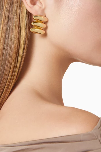 Milan Bead Stud Earrings in Gold-plated Brass