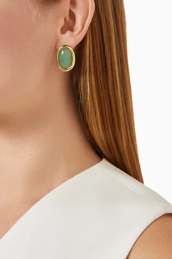 Sunset Stone Stud Earrings in Gold-plated Brass