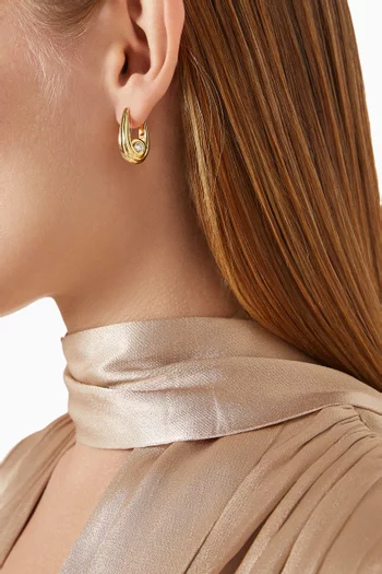 Wave Bezel Hoops in Gold-plated Brass