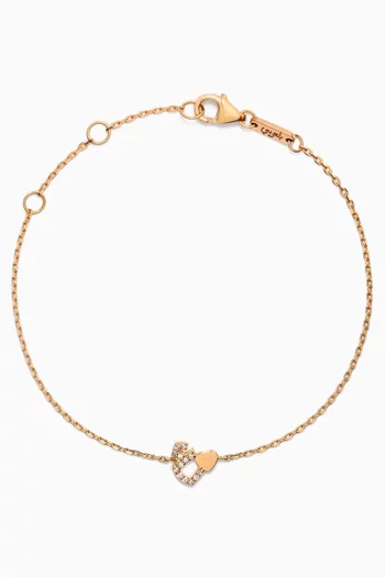 Tiny Bling Arabic Letter "Ein" Diamond Bracelet in 18kt Gold