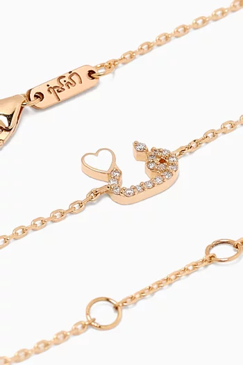 Tiny Bling Arabic Letter "Faa" Diamond Bracelet in 18kt Gold