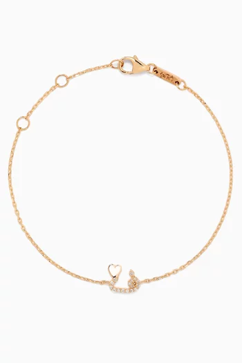 Tiny Bling Arabic Letter "Faa" Diamond Bracelet in 18kt Gold