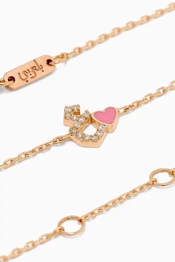 Tiny Bling Arabic Letter "Ein" Diamond Bracelet in 18kt Gold