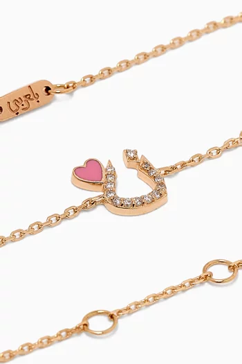 Tiny Bling Arabic Letter "Noon" Diamond Bracelet in 18kt Gold