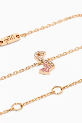 Tiny Bling Arabic Letter "Meem" Diamond Bracelet in 18kt Gold