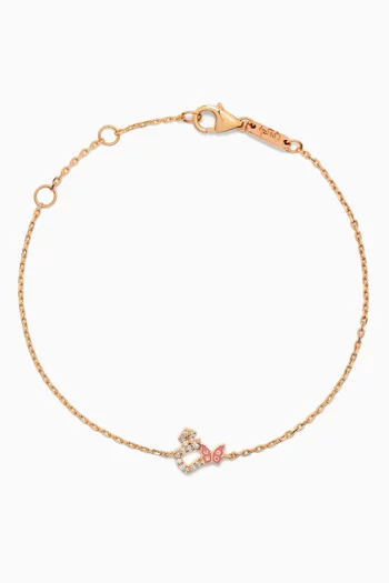 Tiny Bling Arabic Letter "Ein" Diamond Bracelet in 18kt Gold