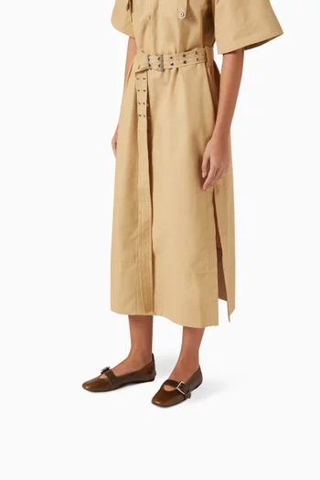 Buckle Ballerina Flats in Faux Leather