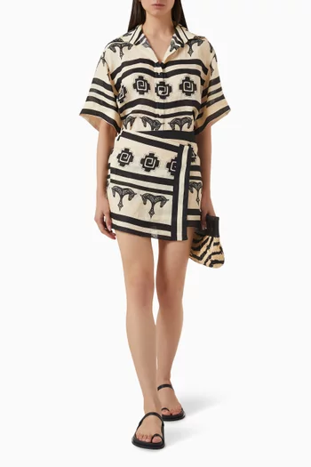 تنورة روتس قصيرة بتصميم ملفوف كتان