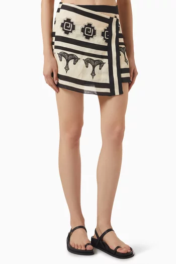 تنورة روتس قصيرة بتصميم ملفوف كتان